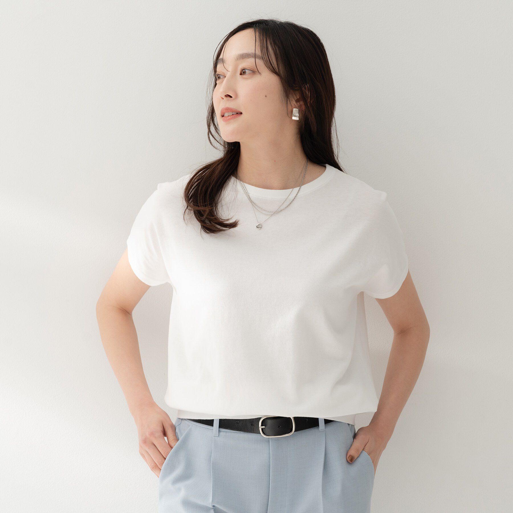 UNTITLED「【9色展開/アンサンブル可/洗える】コットンベーシックニット」|ニット・セーター|
