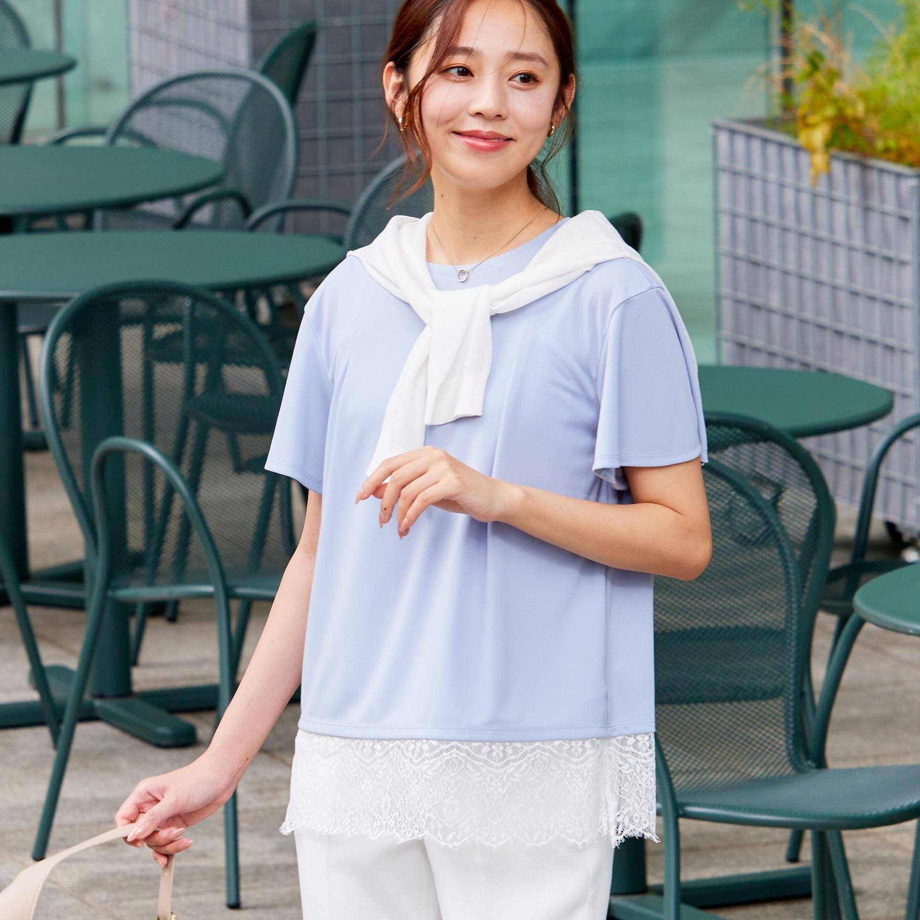 COUP DE CHANCE「【手洗い可／日本製／接触冷感】裾レースカットソー」|Tシャツ・カットソー|