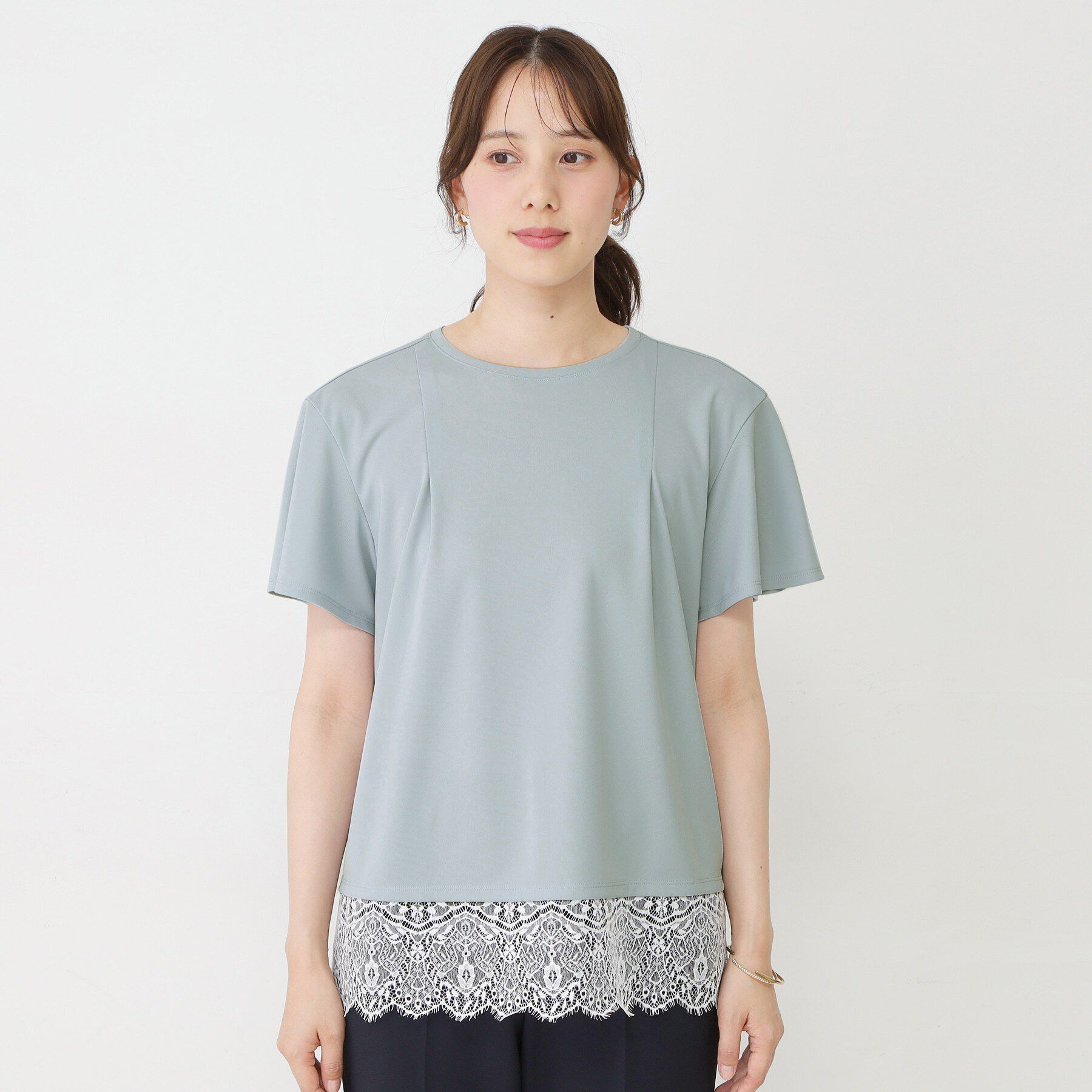 COUP DE CHANCE「【手洗い可／日本製／接触冷感】裾レースカットソー」|Tシャツ・カットソー|