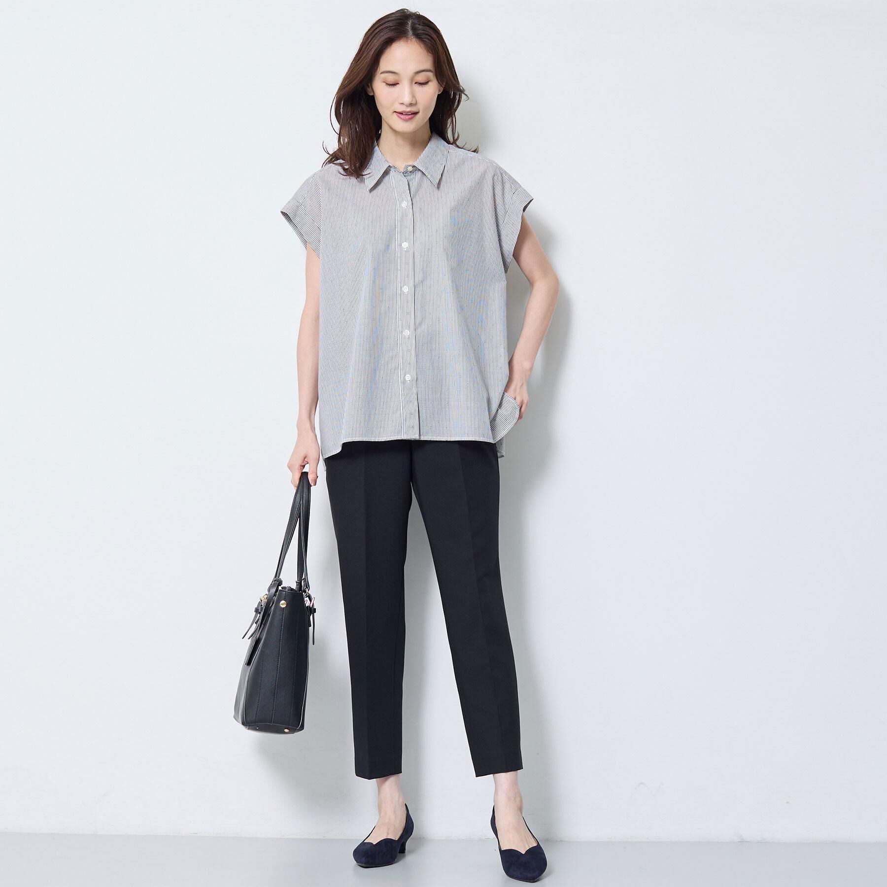 Reflect「【接触冷感】フレンチスリーブシャツブラウス」|シャツ・ブラウス|