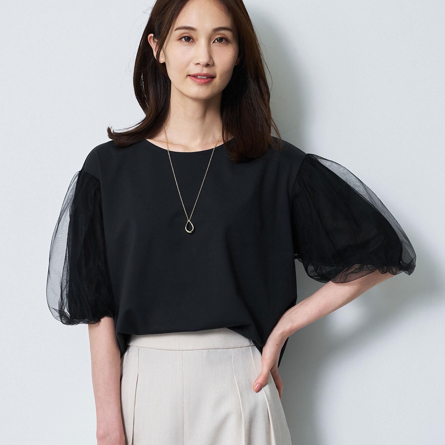 Reflect「【UVカット／接触冷感／吸水速乾】チュールスリーブプルオーバー」|Tシャツ・カットソー|