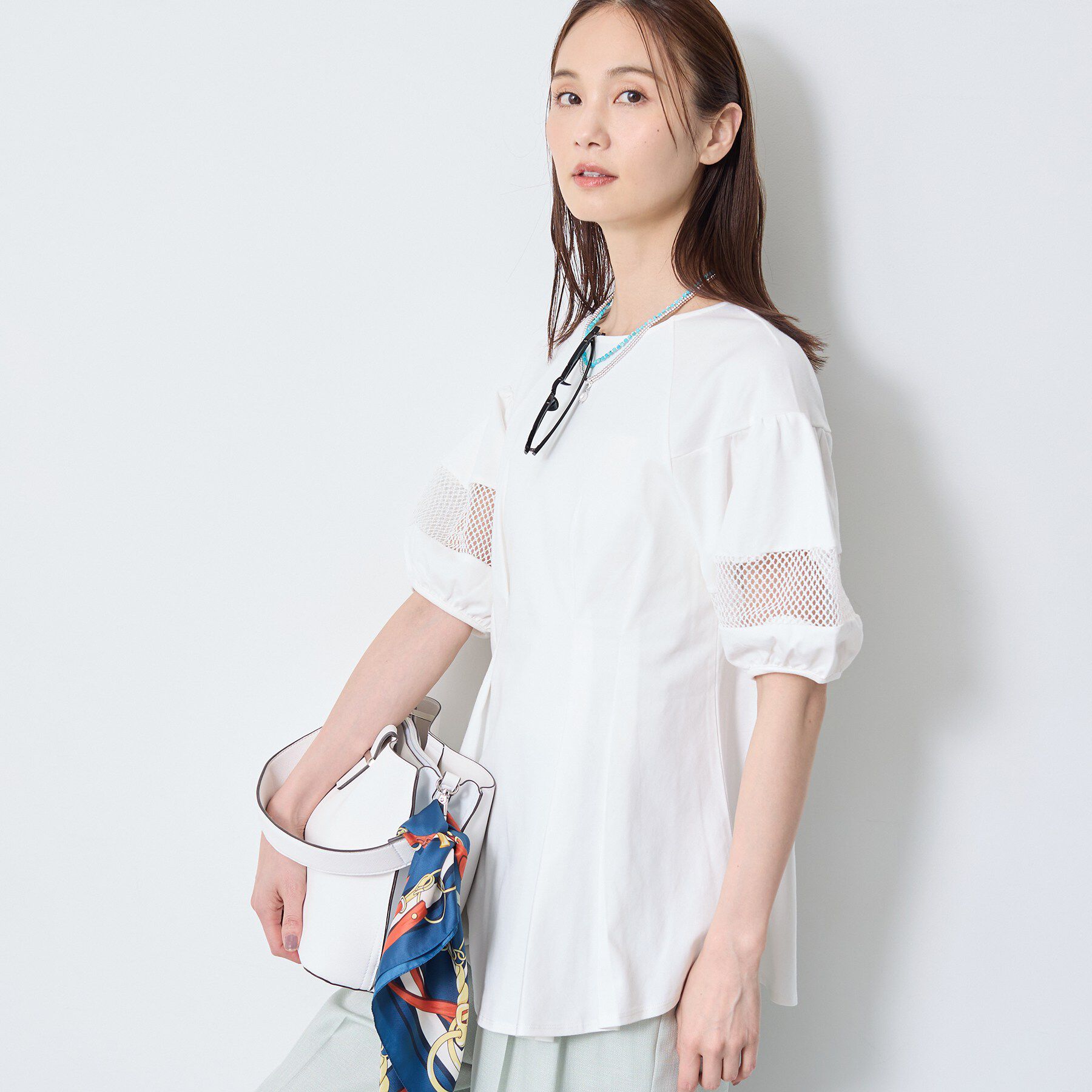 Reflect「メッシュ切り替えスリーブトップス」|Tシャツ・カットソー|