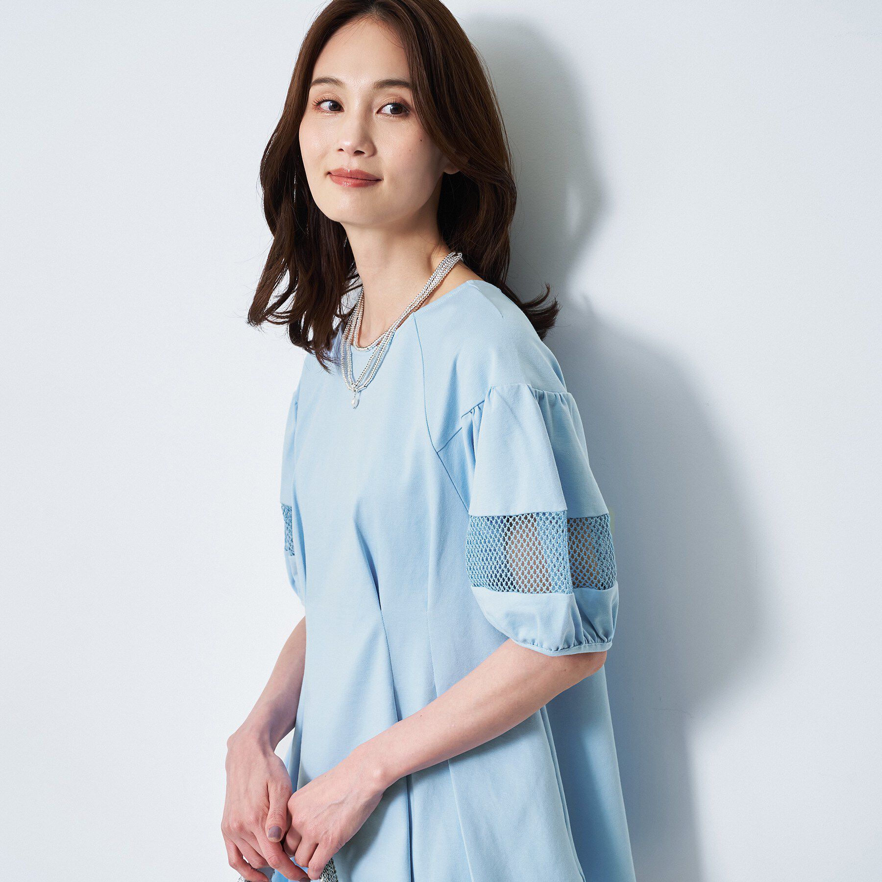 Reflect「メッシュ切り替えスリーブトップス」|Tシャツ・カットソー|
