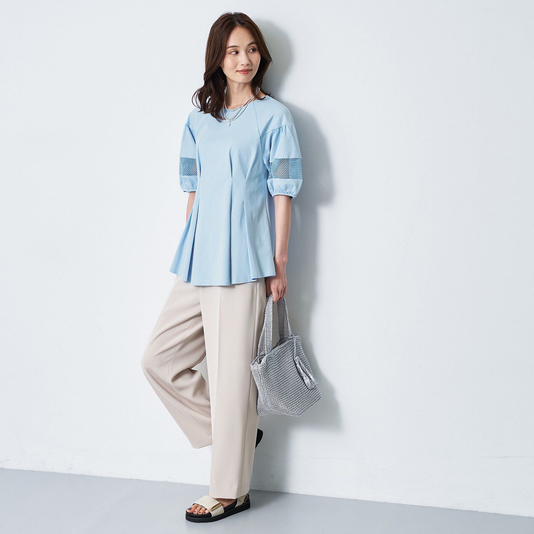 Reflect「メッシュ切り替えスリーブトップス」|Tシャツ・カットソー|