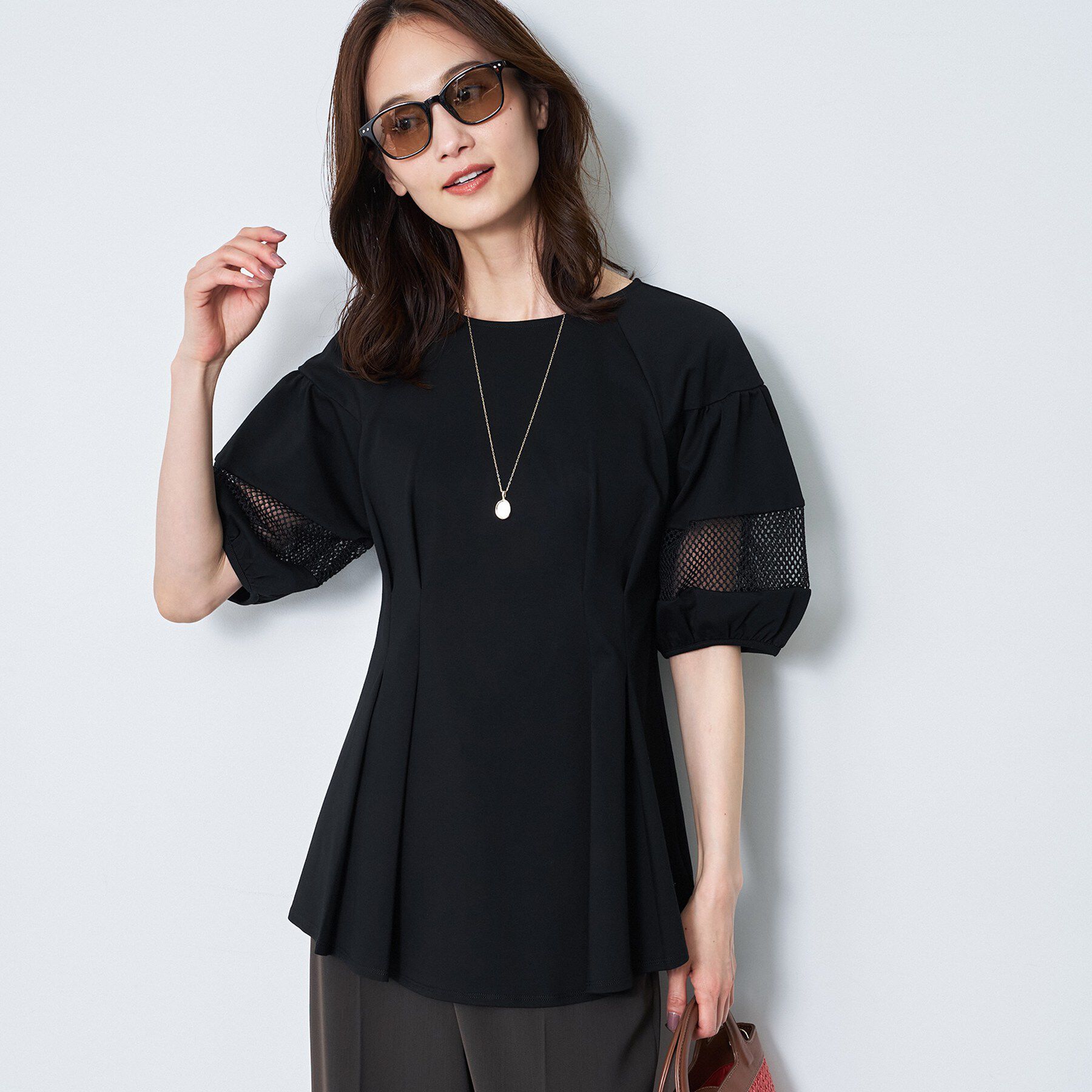 Reflect「メッシュ切り替えスリーブトップス」|Tシャツ・カットソー|