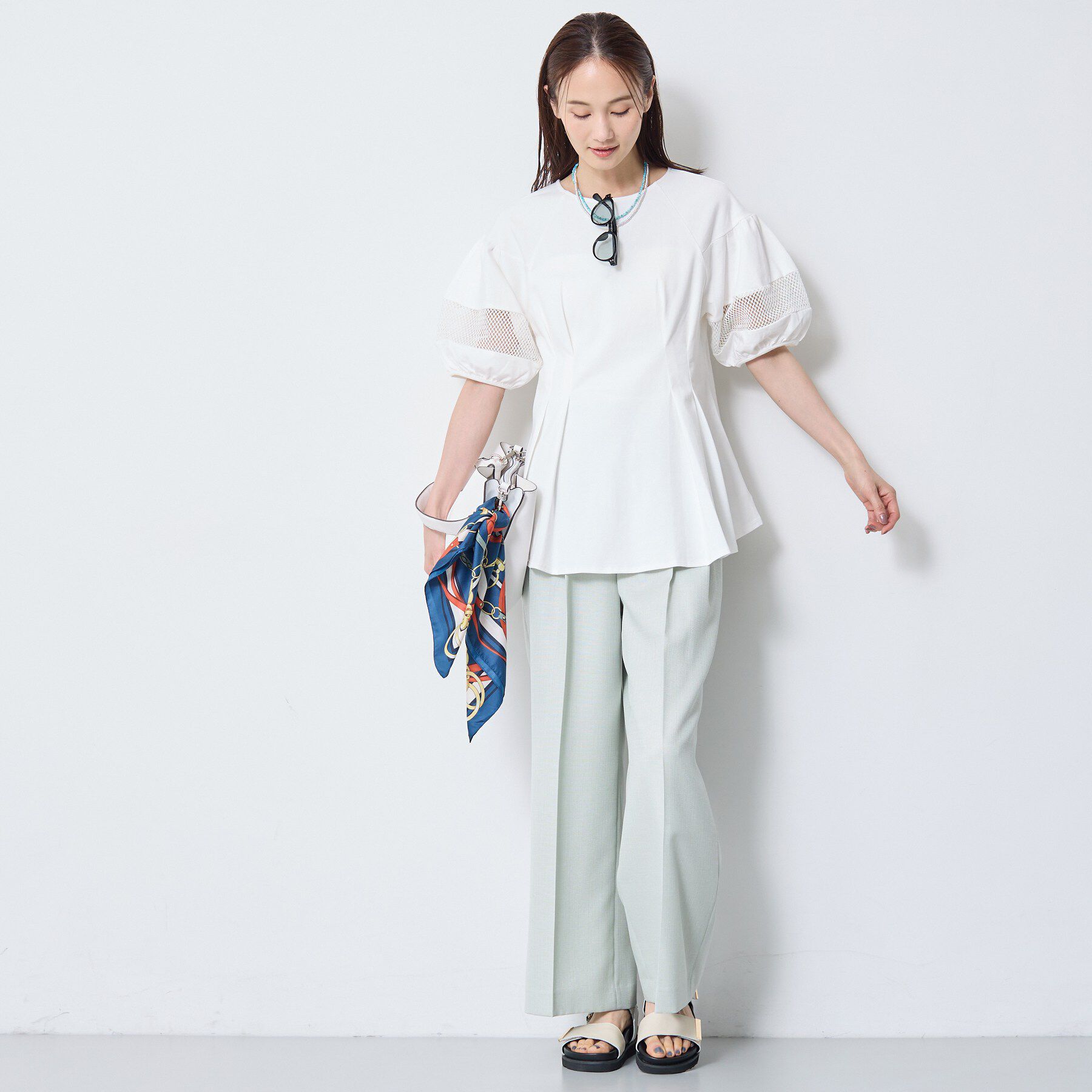 Reflect「メッシュ切り替えスリーブトップス」|Tシャツ・カットソー|