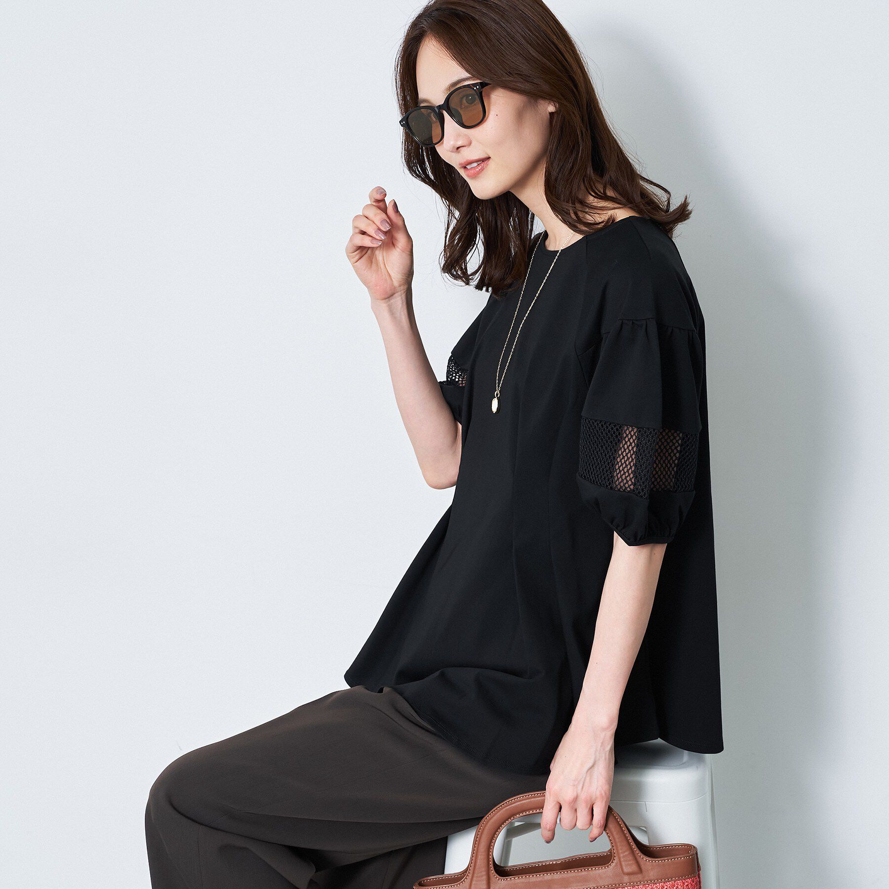 Reflect「メッシュ切り替えスリーブトップス」|Tシャツ・カットソー|