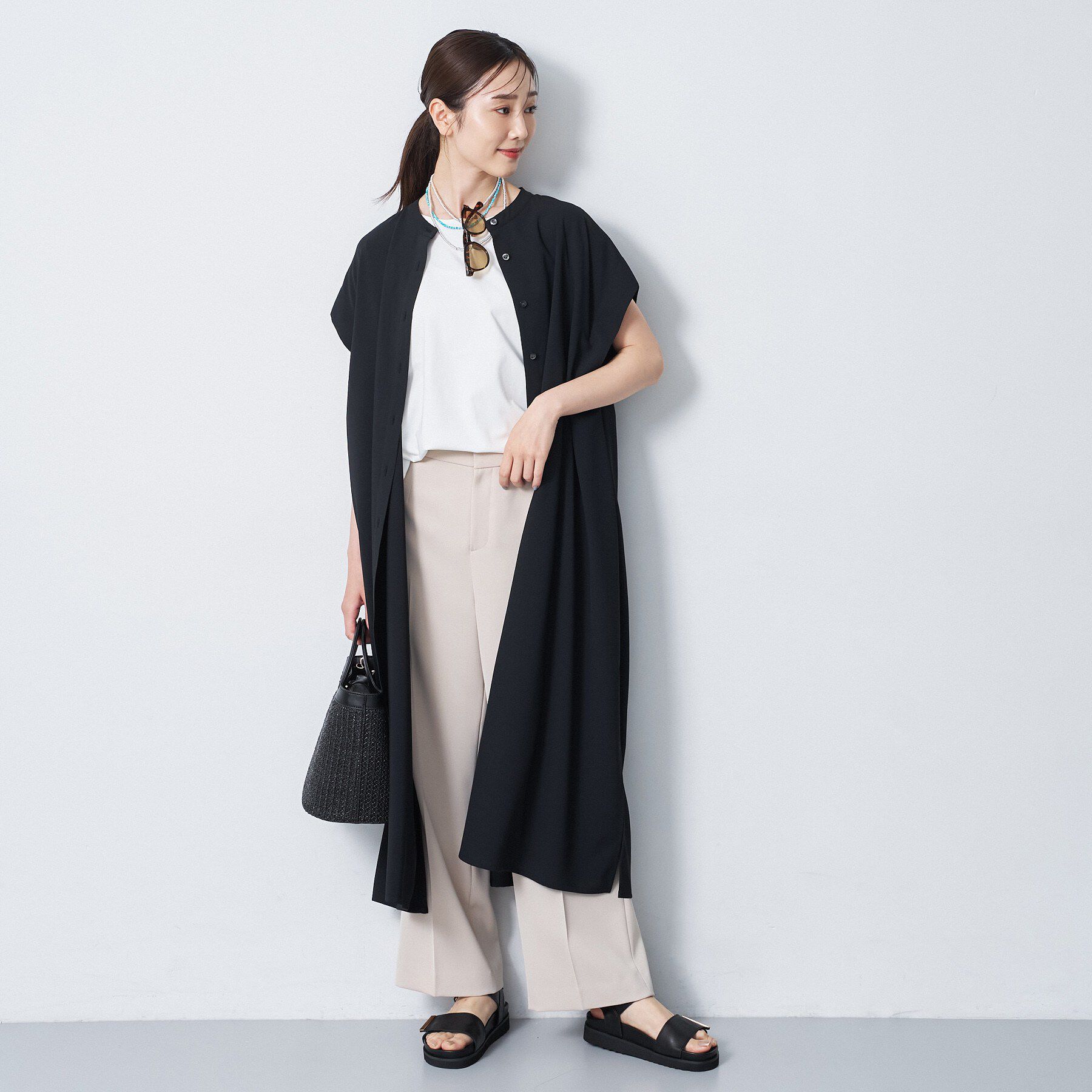 Reflect「すっきり見えバンドカラーシャツワンピース」|ワンピース|