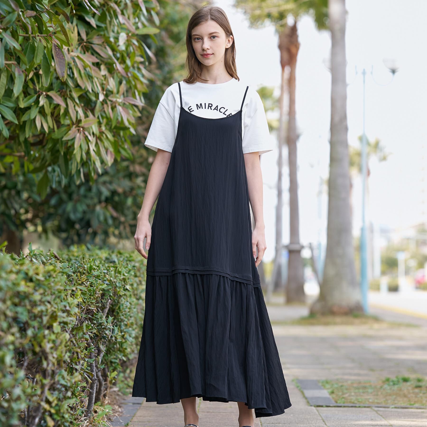 DRESSTERIOR「【ウォッシャブル】ワッシャーボリュームフレアキャミワンピース」|ワンピース|