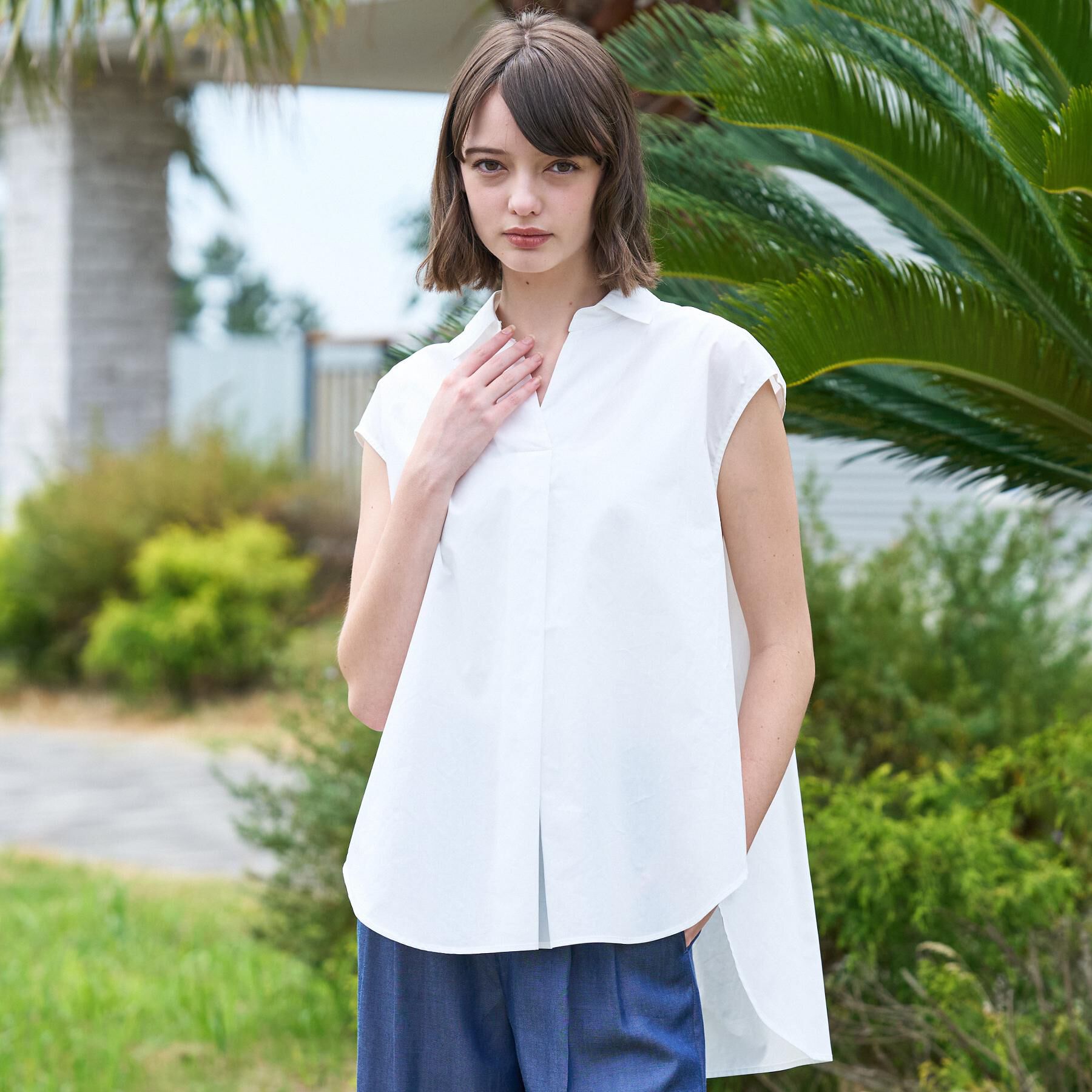 DRESSTERIOR「フレンチスリーブ スキッパーブラウス」|シャツ・ブラウス|