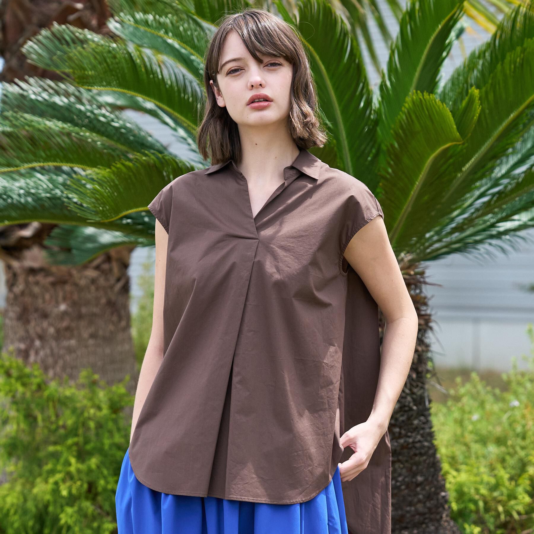 DRESSTERIOR「フレンチスリーブ スキッパーブラウス」|シャツ・ブラウス|