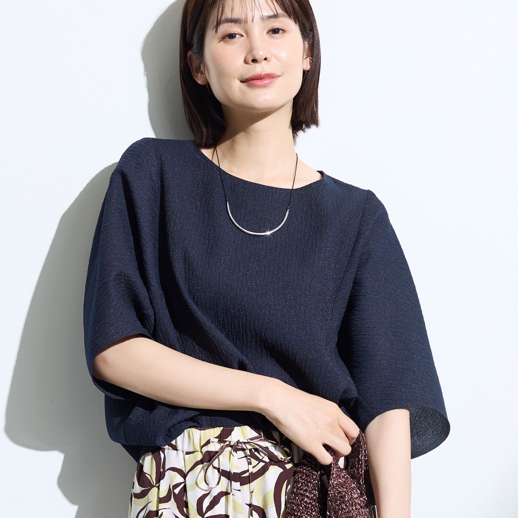 INDIVI「【華奢見え】ジャカード ドルマントップス」|Tシャツ・カットソー|