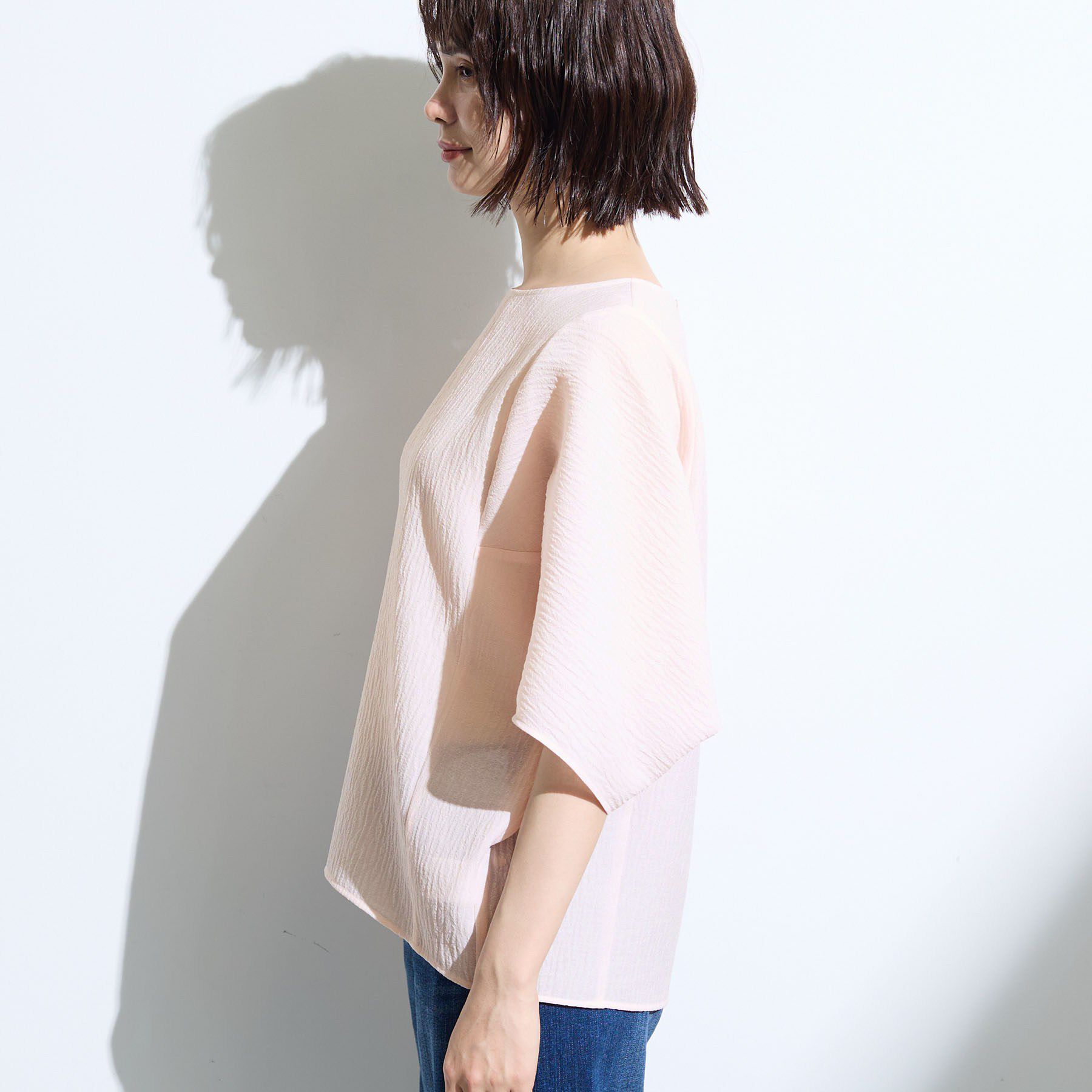 INDIVI「【華奢見え】ジャカード ドルマントップス」|Tシャツ・カットソー|