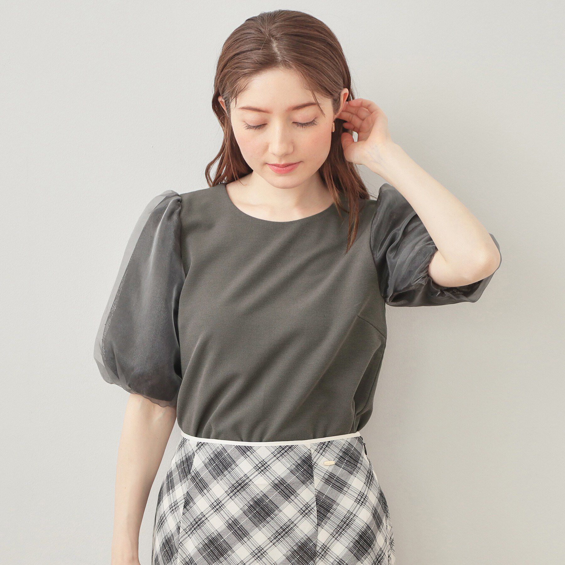 index「【接触冷感／UVケア】シアーバルーンスリーブトップス《洗濯機OK》」|Tシャツ・カットソー|
