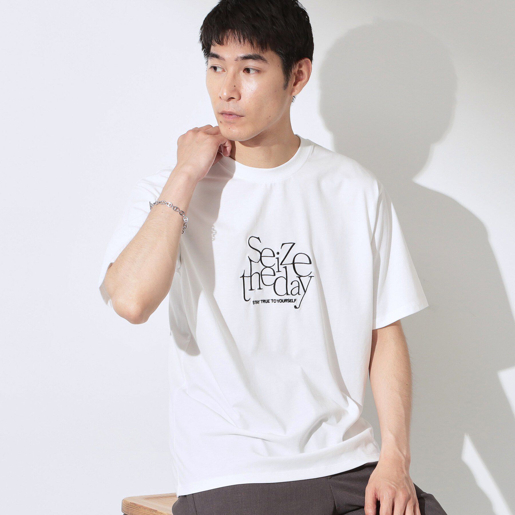 THE SHOP TK「COOLロゴ半袖Tシャツ 接触冷感／洗濯機OK」|Tシャツ・カットソー|オフホワイト(103