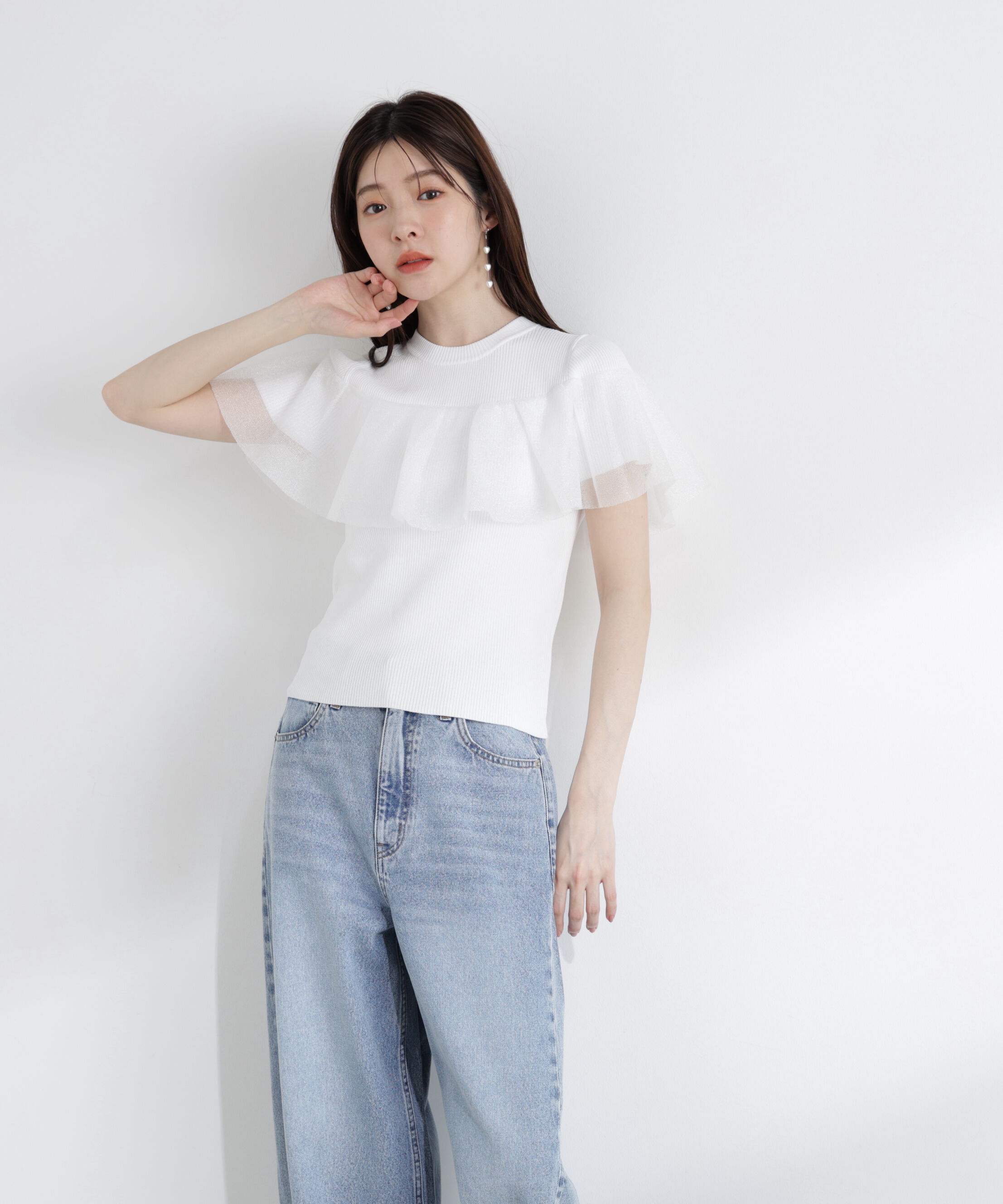 PROPORTION BODY DRESSING「シアーケープ風リブニット」|ニット・セーター|
