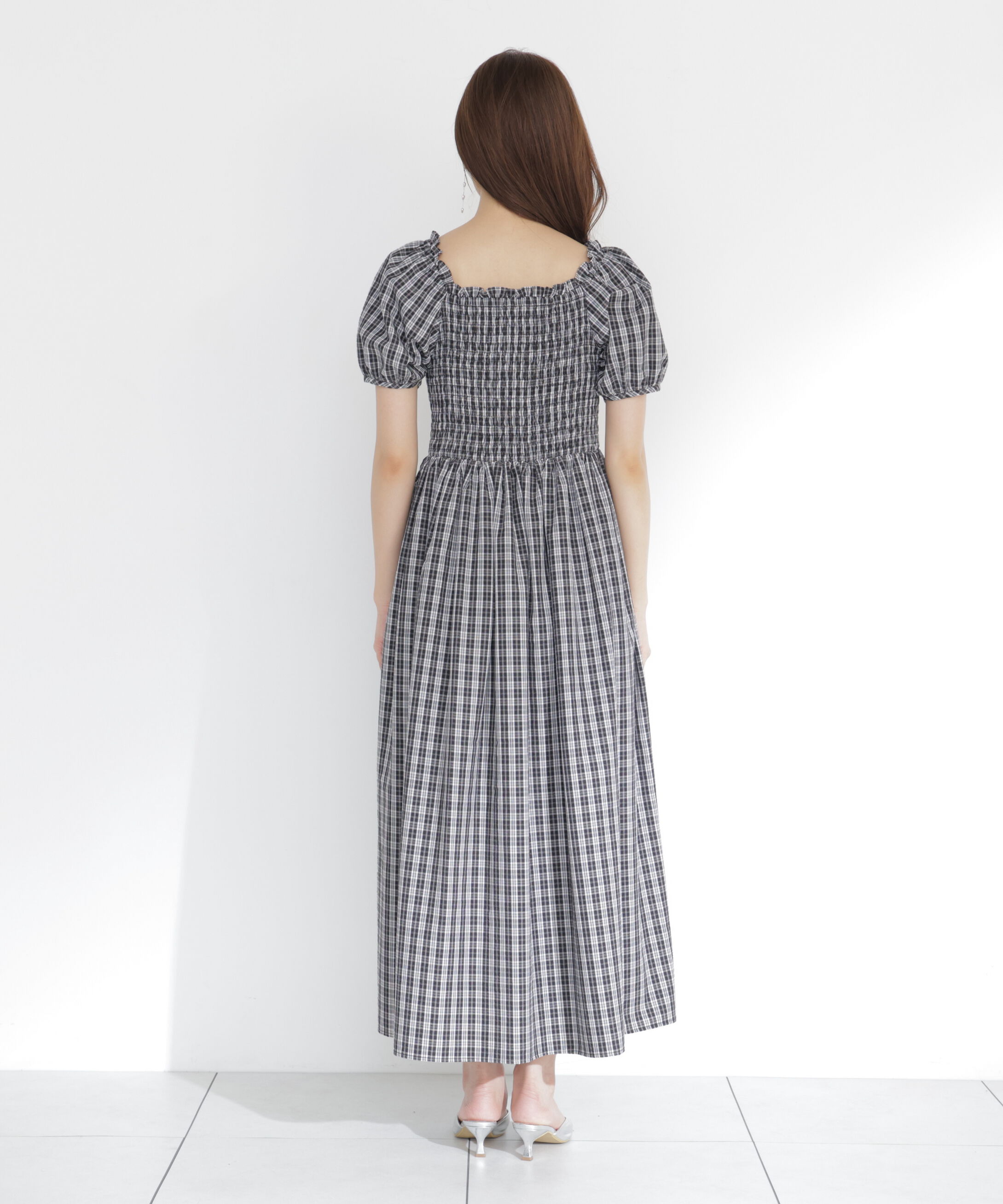 PROPORTION BODY DRESSING「チェック柄シャーリングワンピース」|ワンピース|
