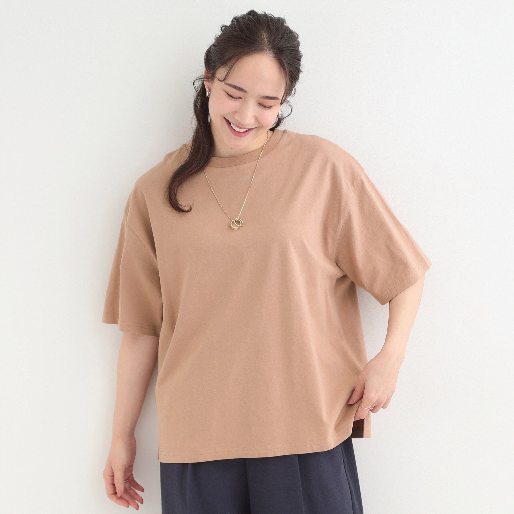 SHOO･LA･RUE「【綿100%/S-LL/プチプラ】ゆるシルエット シンプルTシャツ」|Tシャツ・カットソー|