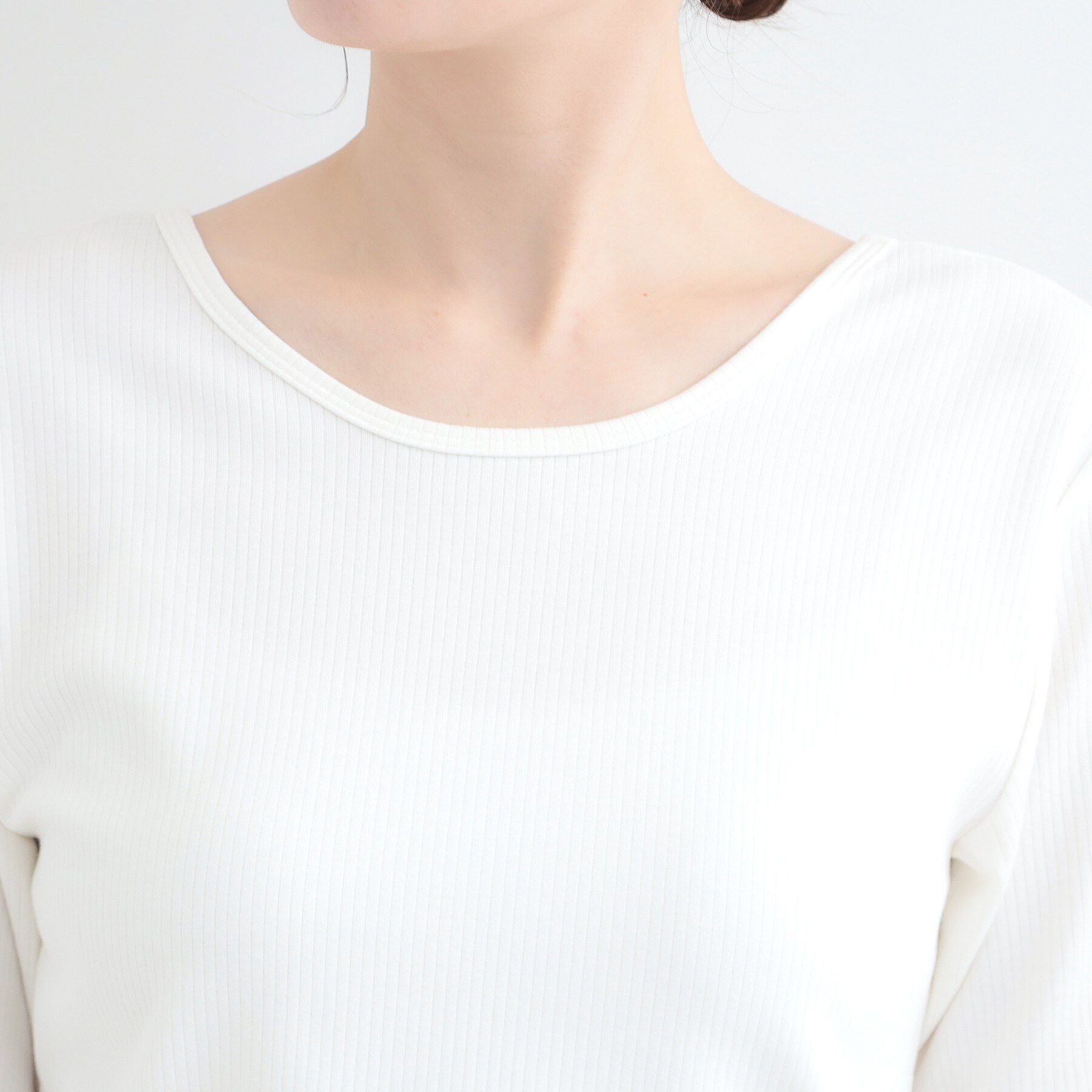SHOO･LA･RUE「【ネックアソート】裏ひんやりテレコ5分袖トップス」|Tシャツ・カットソー|