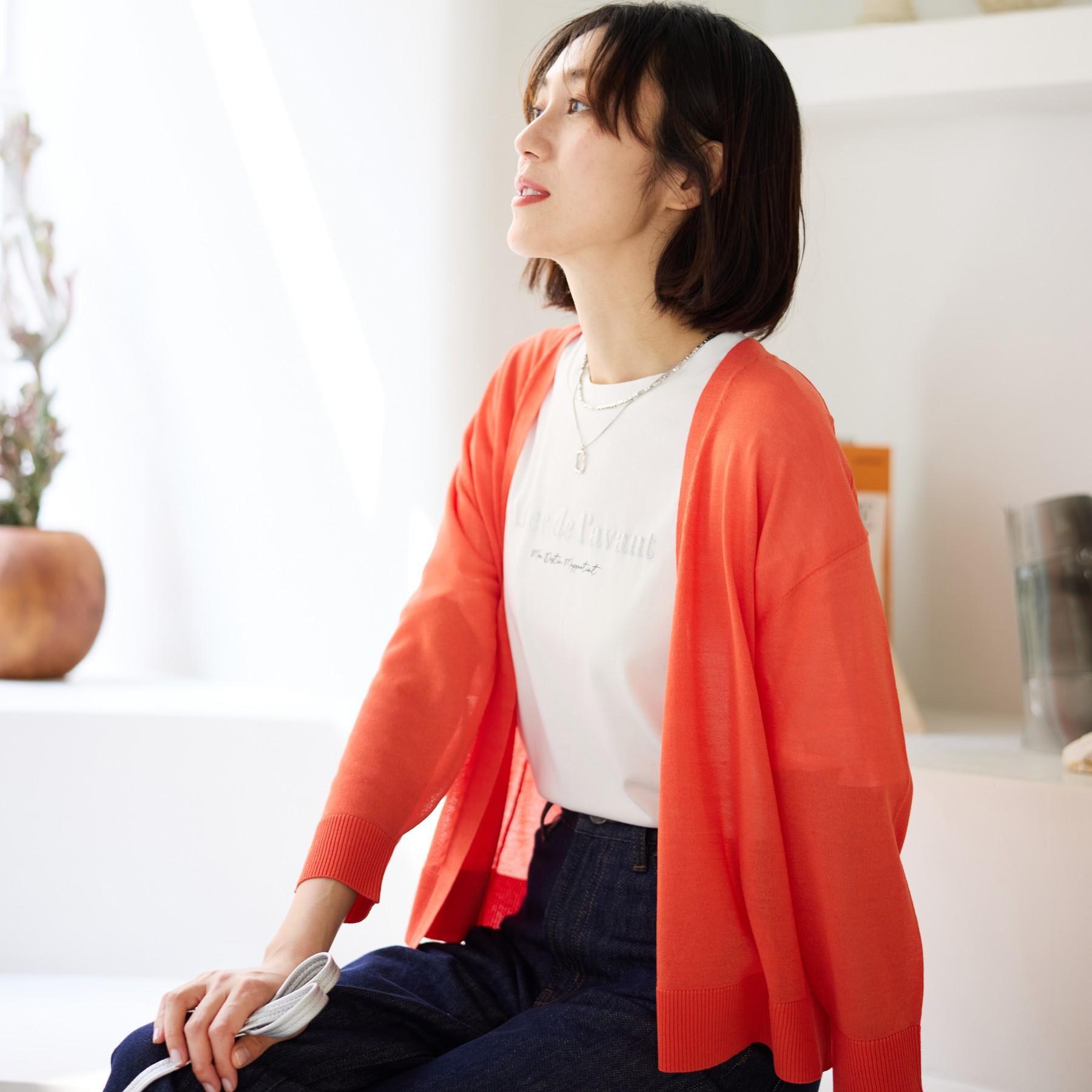 SHOO･LA･RUE「【ひんやり/洗濯機可/S-LL】オンにもオフにも マルチに使えるボタンレスカーディガン」|カーディガン|