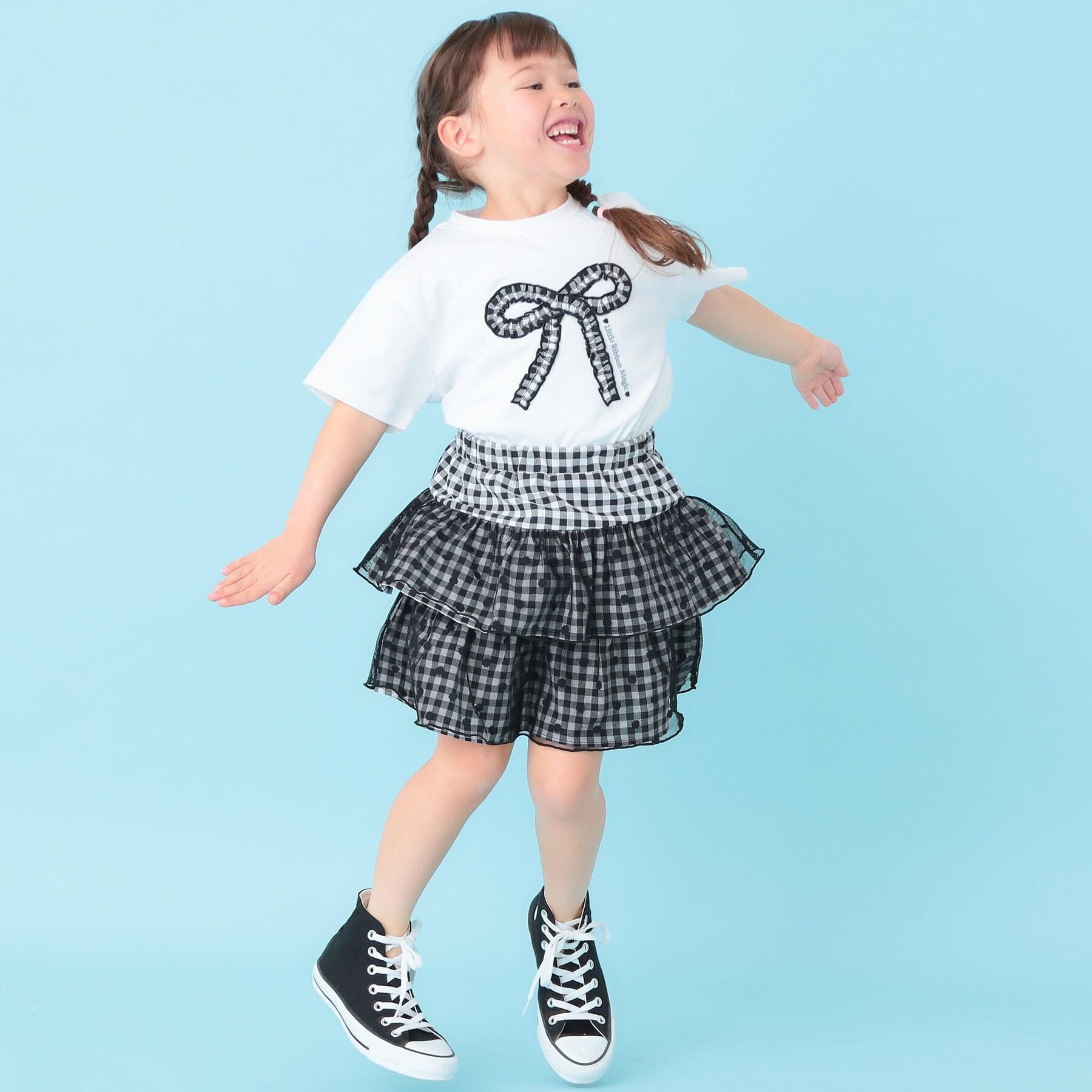 SHOO･LA･RUE「【100-150cm】ギンガムリボンTシャツ」|Tシャツ・カットソー|