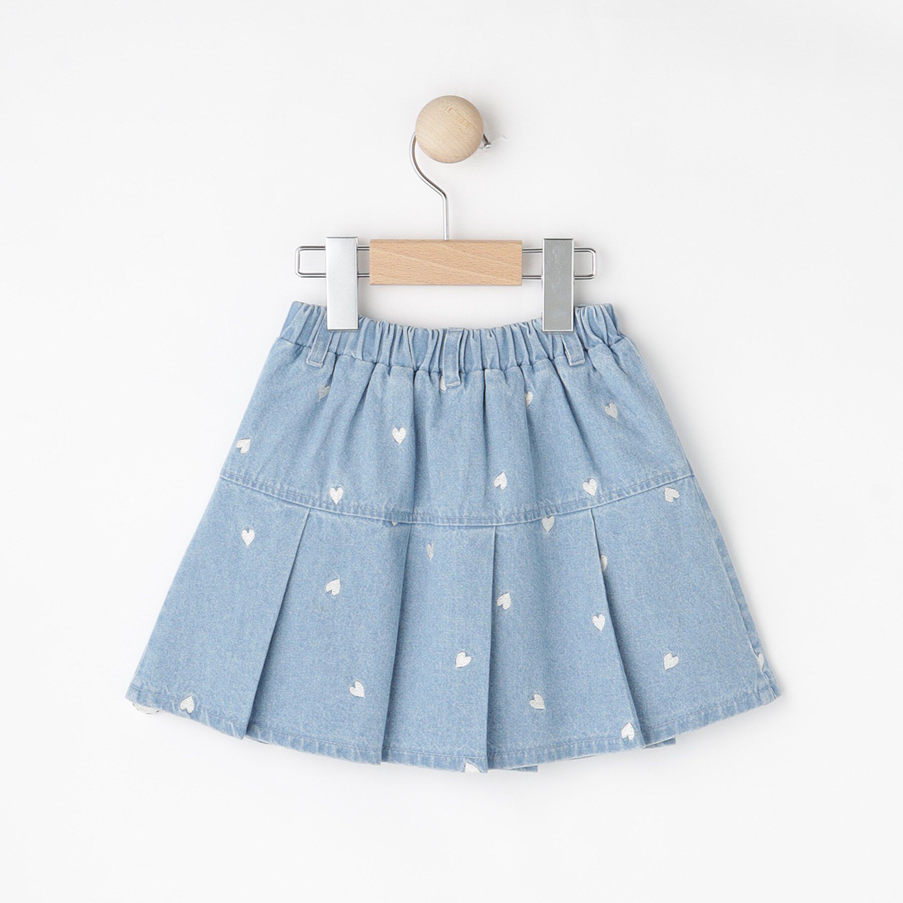 SHOO･LA･RUE「【100-150cm】ハート刺繍デニムスカート」|スカート|