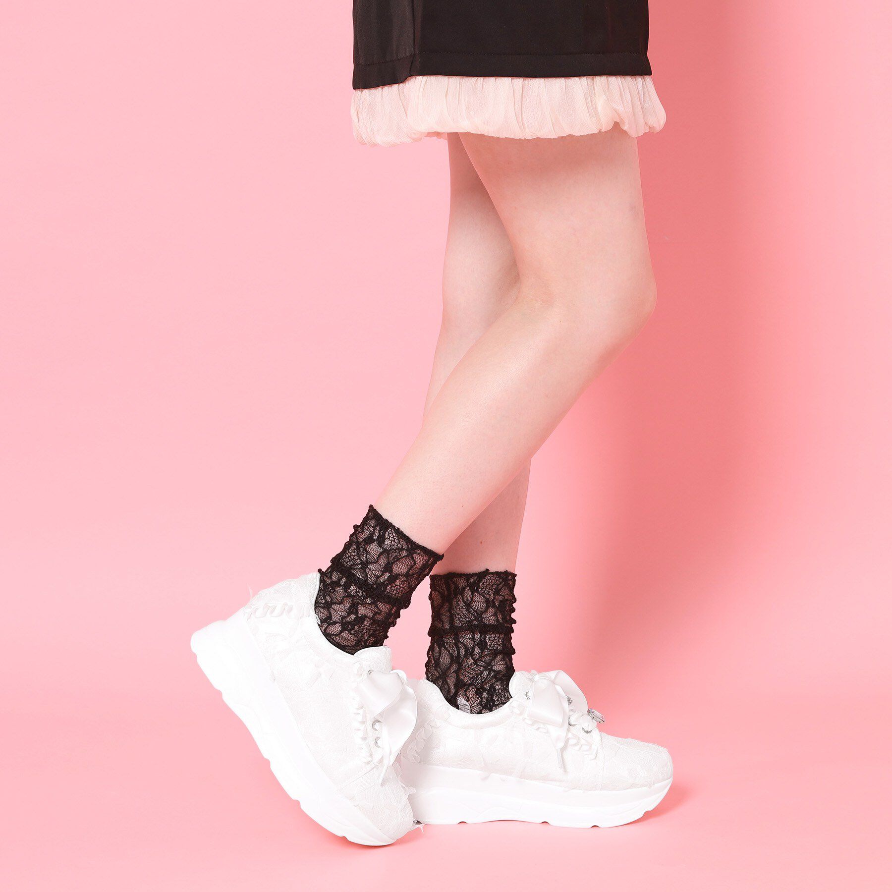 csT&P「厚底ガーリーリボンレーススニーカー」|スニーカー|