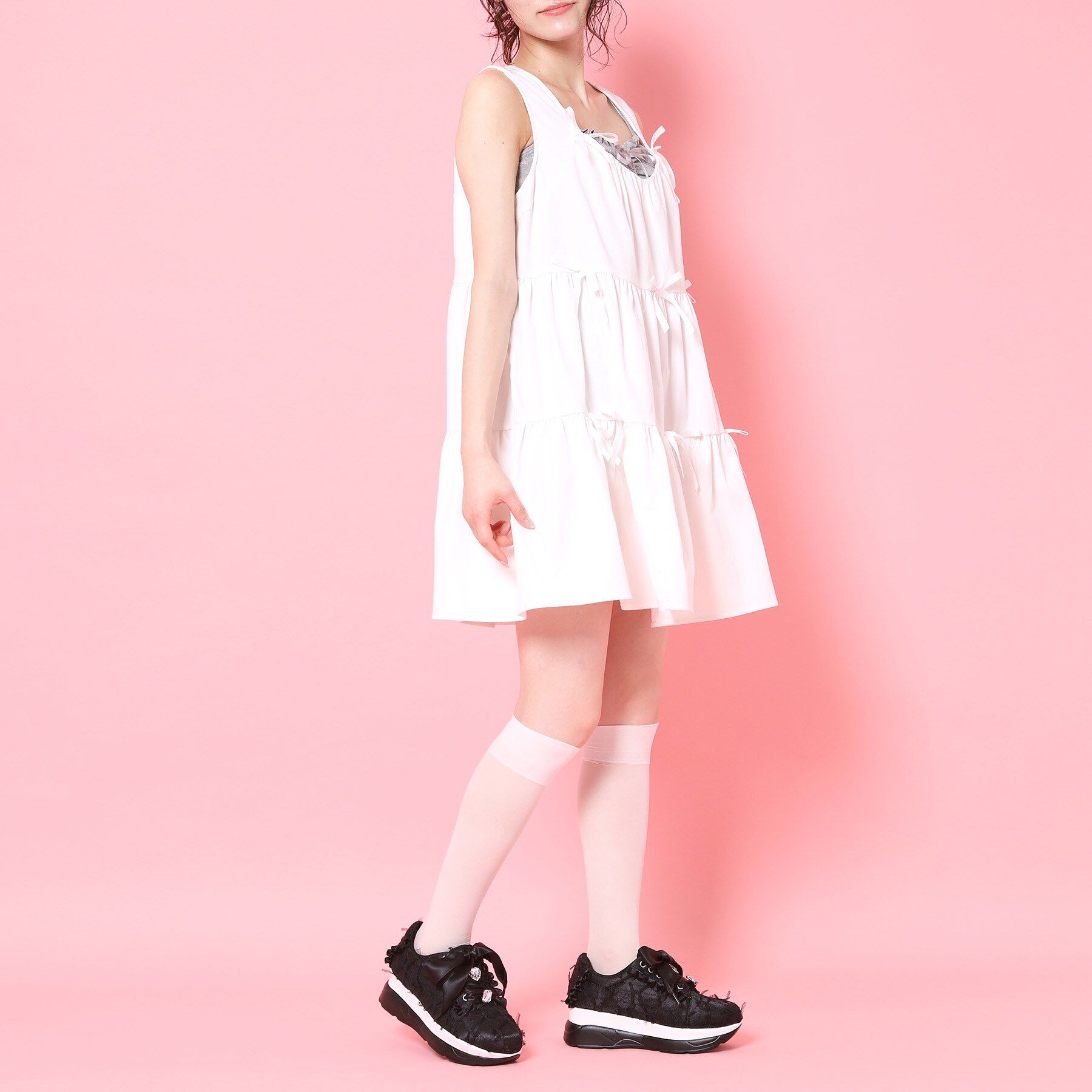 csT&P「厚底ガーリーリボンレーススニーカー」|スニーカー|