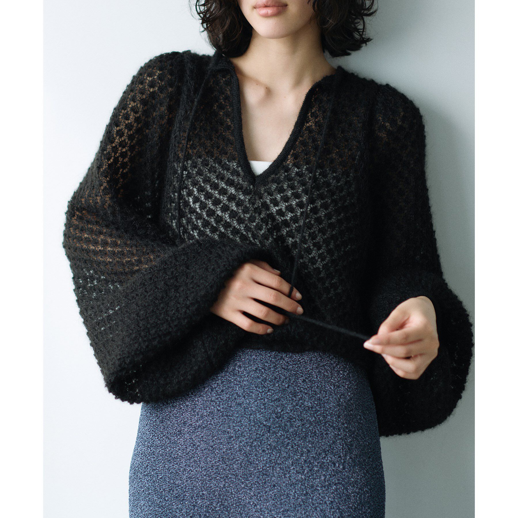 CODE A「2way sheer mohair pullover」|ニット・セーター|ブラック(019)