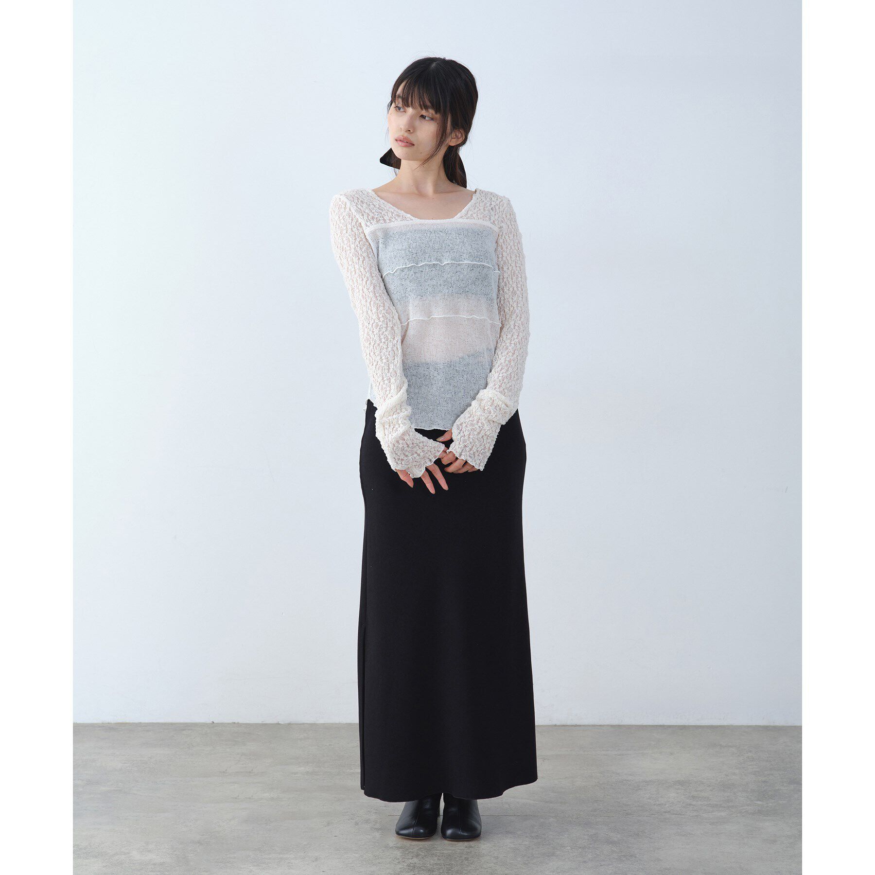 CODE A「【Re】sensual lace sheer top」|Tシャツ・カットソー|