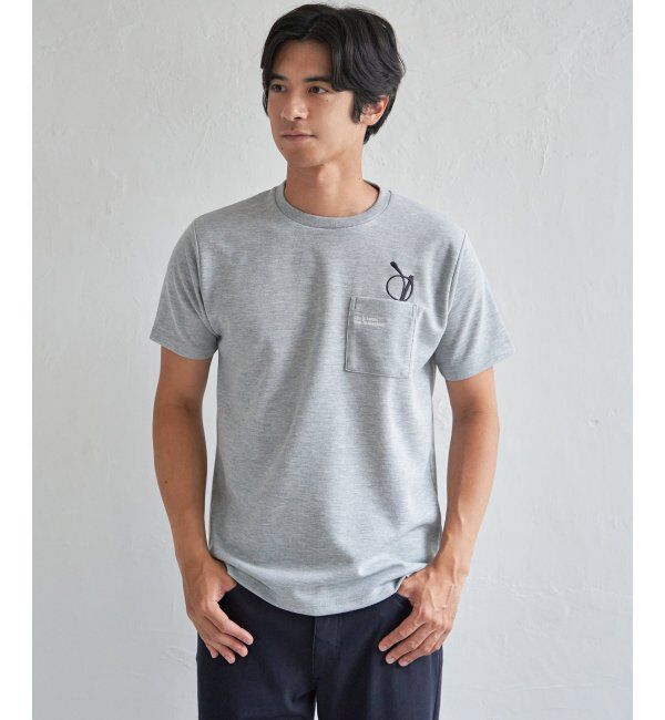ikka「冷感ポンチメガネ刺繍ポケT」|Tシャツ・カットソー|グレー