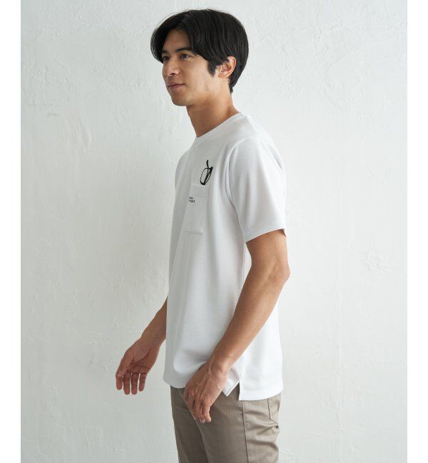 ikka「冷感ポンチメガネ刺繍ポケT」|Tシャツ・カットソー|