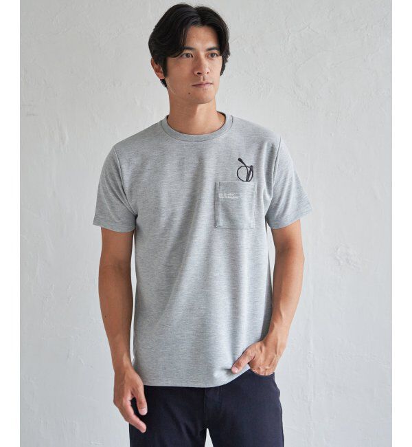 ikka「冷感ポンチメガネ刺繍ポケT」|Tシャツ・カットソー|