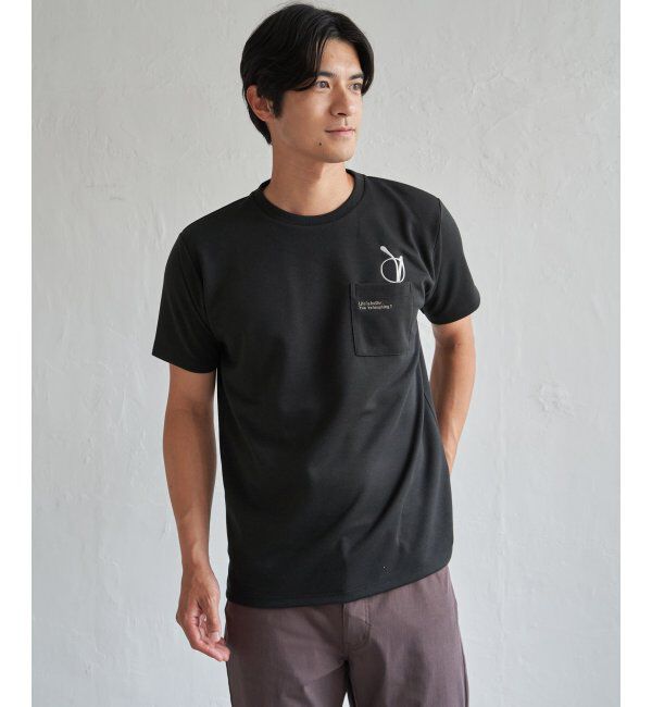 ikka「冷感ポンチメガネ刺繍ポケT」|Tシャツ・カットソー|