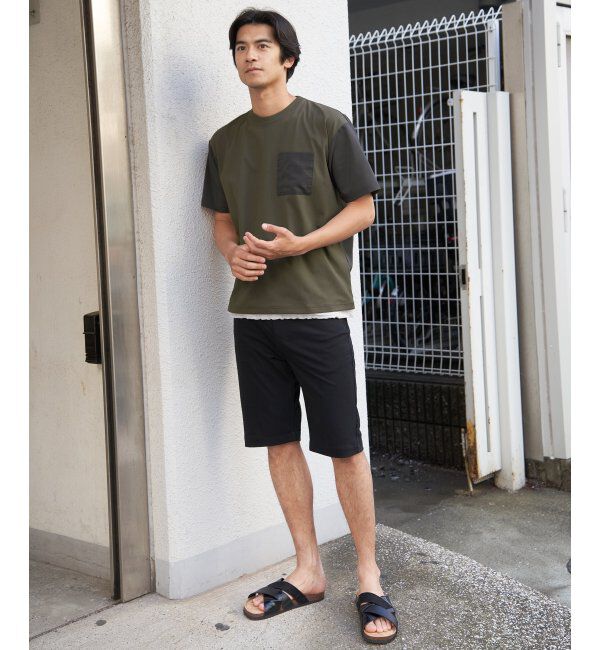 ikka「冷感異素材コンビTシャツ」|Tシャツ・カットソー|
