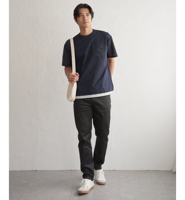 ikka「冷感異素材コンビTシャツ」|Tシャツ・カットソー|