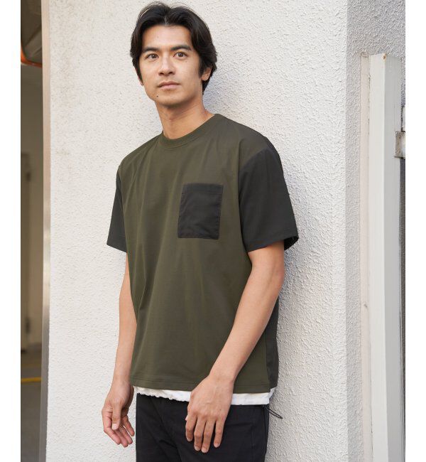 ikka「冷感異素材コンビTシャツ」|Tシャツ・カットソー|