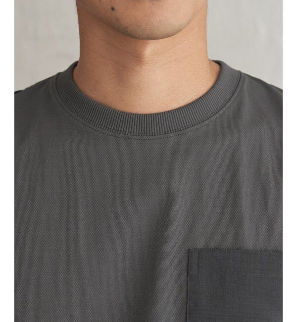 ikka「冷感異素材コンビTシャツ」|Tシャツ・カットソー|