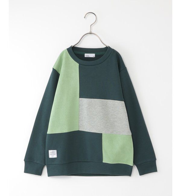 ikka kids「フェイクスエードブロックストレーナー（120~160cm）」|Tシャツ・カットソー|ダークグリーン
