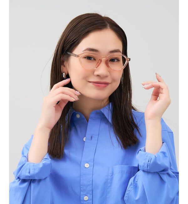  「 ウェリントン型 メガネ | 太縁フレーム 軽量 眼鏡 伊達めがね 度付き メンズ FASHION レンズ交換券付」|メガネ|ライトピンク