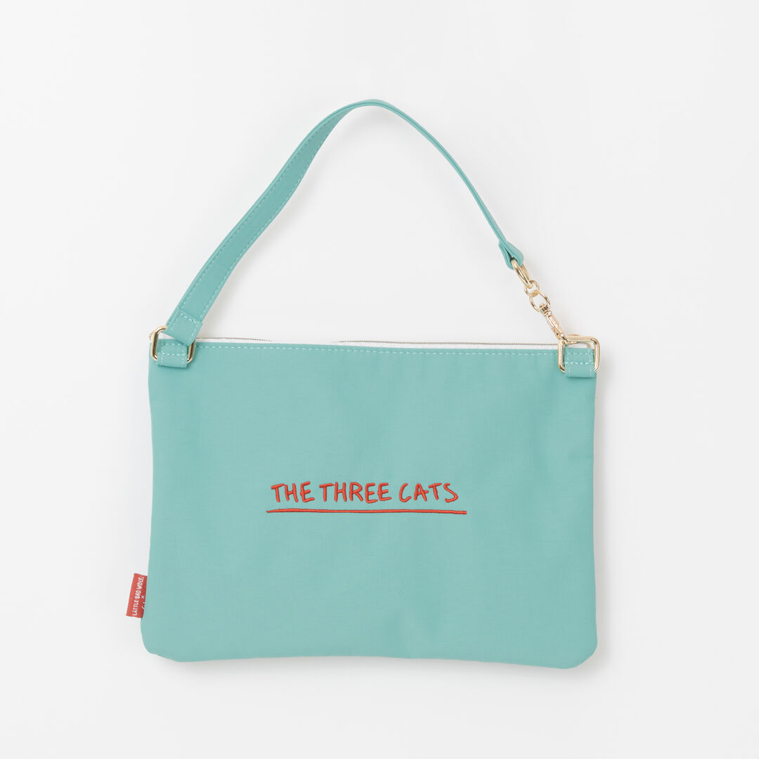 「THE THREE CATS 刺繍フラットポーチ」|ポーチ|