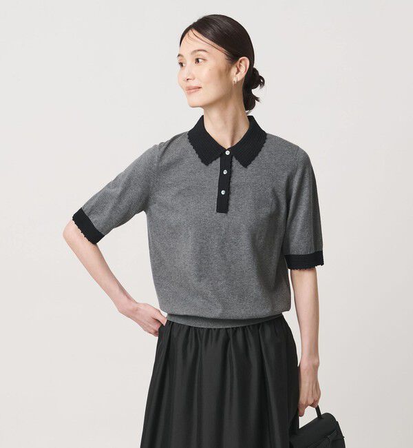 UNITED ARROWS「クロシェ ポロニット ‐ウォッシャブル‐」|ニット・セーター|DK.GRAY