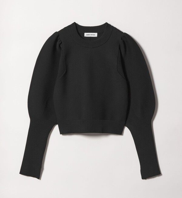 EMMEL REFINES「＜EMMEL REFINES＞EM HW パフスリーブ ガーター ニット プルオーバー」|ニット・セーター|BLACK