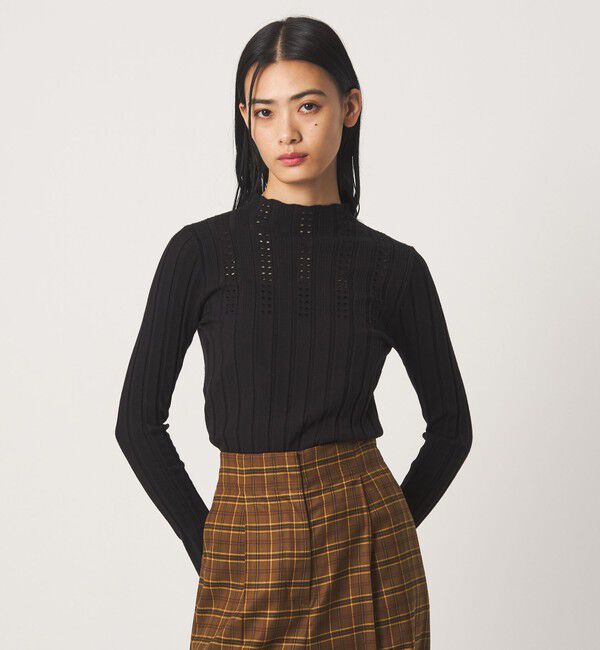 EMMEL REFINES「＜EMMEL REFINES＞EM アイレット ボトルネック ニット」|ニット・セーター|BLACK