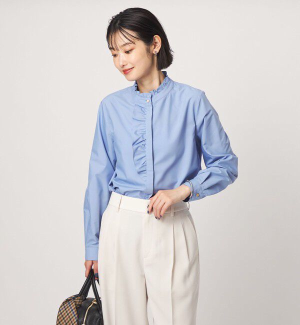 UNITED ARROWS green label relaxing「フリル ディテール ブラウス マシンウォッシャブル UVカット」|シャツ・ブラウス|