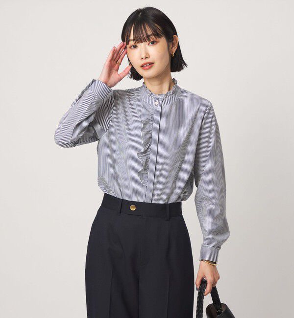 UNITED ARROWS green label relaxing「フリル ディテール ブラウス マシンウォッシャブル UVカット」|シャツ・ブラウス|