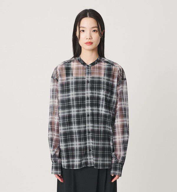 BEAUTY&YOUTH UNITED ARROWS「【WEB限定】オンブレーチェック シアーバンドカラーシャツ ウォッシャブル」|シャツ・ブラウス|
