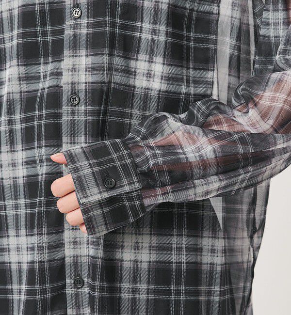 BEAUTY&YOUTH UNITED ARROWS「【WEB限定】オンブレーチェック シアーバンドカラーシャツ ウォッシャブル」|シャツ・ブラウス|