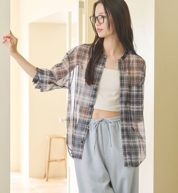 BEAUTY&YOUTH UNITED ARROWS「【WEB限定】オンブレーチェック シアーバンドカラーシャツ ウォッシャブル」|シャツ・ブラウス|