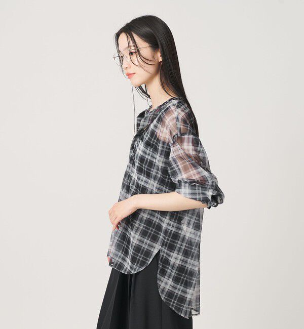 BEAUTY&YOUTH UNITED ARROWS「【WEB限定】オンブレーチェック シアーバンドカラーシャツ ウォッシャブル」|シャツ・ブラウス|